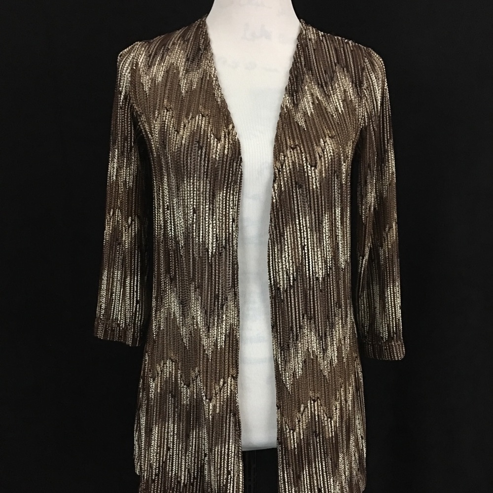 Chico’s Open Front Cardigan Sweater Size O Brown